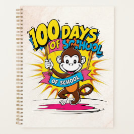 Agenda 100 dias de Design de macaco divertido de celebraç