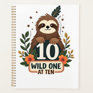 Agenda 10th Birthday Sloth Vintage Wild One Shirt