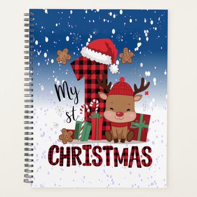 Agenda 1rua de Natal Santa Hat White Snow Reindeer (Frente)