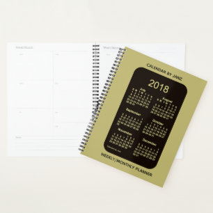 Agenda 2018-2019 Calendário do Ano Escolar Dourado Neon,