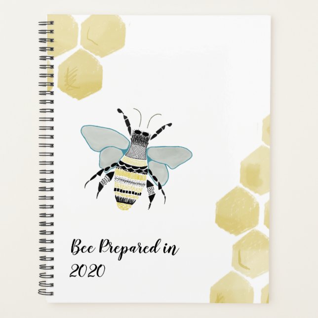Agenda 2020 Honey Bee Zen Doodle Planner Personalizar (Frente)