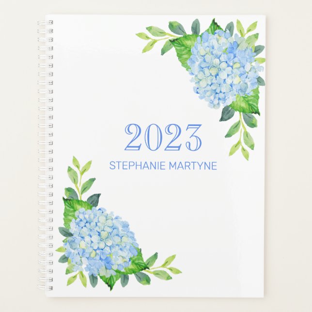 Agenda 2021 Hídria Azul Floral Moderna Personalizada (Frente)