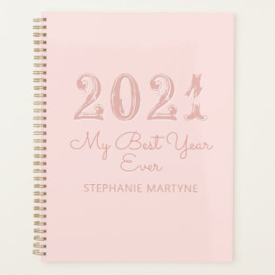 Agenda 2021 Melhor Ano Já Personalizado Rosa Esmagador
