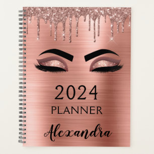 Agenda 2021 Rosa Dourado Blush Link Eyelashes Brilhante R
