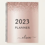 Agenda 2021 Rosa - Monograma de Lâmpada Rosa Dourada<br><div class="desc">2021 Rosa Dourado - Blush Faux Sparkle Monogram Name e Initial Metallic Stainless Steel Spiral Notebook Event Calendar Planner. Isso faz o doce presente de 16 anos,  casamento,  chá de panela,  aniversário,  chá de fraldas ou festa de solteira perfeito para alguém que ama luxo de óculos e estilos quicos.</div>