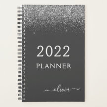 2022 Cinza Prateado Glamour Monograma Nome