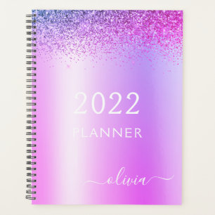 Agenda 2022 Glitter Roxo Monograma Feminina