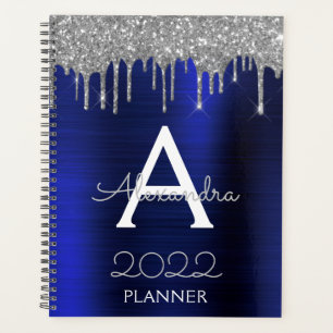 Agenda 2022 Monograma Brilho Azul Marinho Prata
