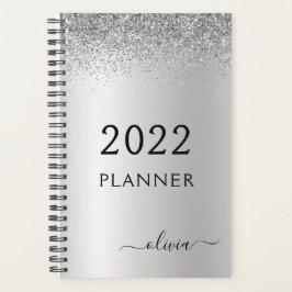 Agenda 2022 Monograma Glitter Preto Prata Feminino