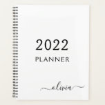 Agenda 2022 Nome Monograma Script Moderno Feminino Preto<br><div class="desc">2022 Calendário 2021 de Evento de Casamento Branco e Preto Monograma Adicione o Seu Nome em Script. Isso é o presente perfeito para aniversário de 16 anos, casamento, chá de noiva, aniversário de casamento, chá de bebé ou festa de despedida de solteira para alguém que adora luxo e estilo chic....</div>