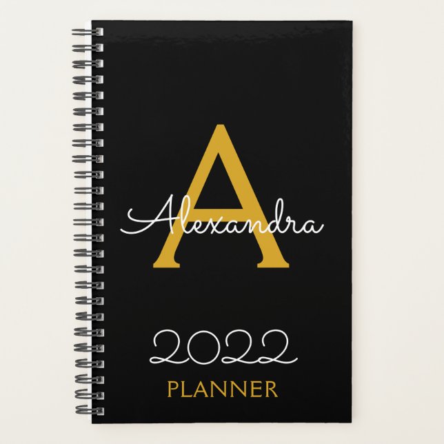Agenda 2022 Ouro Preto Monograma Elegante (Frente)