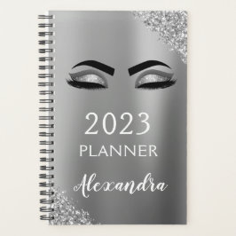 Agenda 2023 Cílios Brilho Prateado Glamour