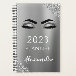 Agenda 2023 Cílios Brilho Prateado Glamour