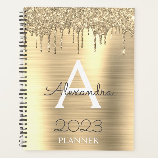Agenda 2023 Glitter Glitter Moderno Monograma (Frente)