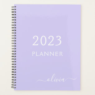 Agenda 2023 Lilás Roxo Monograma Nome Moderno Script
