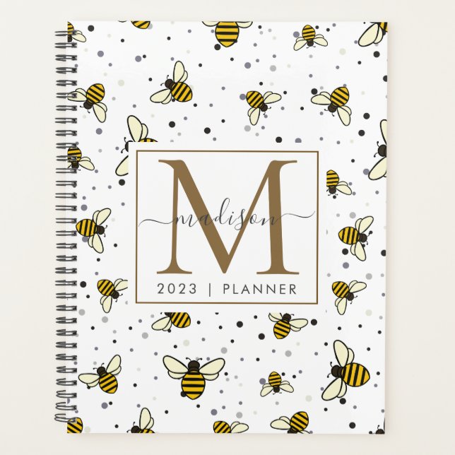 Agenda 2023 Monogramas Bumblebabe Padrão Mensal (Frente)