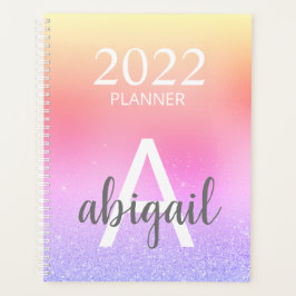 Agenda 2023 Rainbow Pastel Glitter Na moda Monograma Name