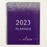 Agenda 2023 Silver Purple Glitter Sparkle Monogram<br><div class="desc">2023 Silver and Purple Sparkle Glitter Monogram Name and Initial Spiral Notebook. This makes the perfect sweet 16 birthday,  wedding,  bridal shower,  anniversary,  baby shower or bachelorette party gift for someone that loves glam luxury and chic styles.</div>