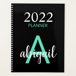 Agenda 2023 Teal Black Simple Modern Monographic Name