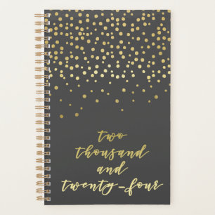 Agenda 2024 - Dourado Script Typografia & Confetti Glamor