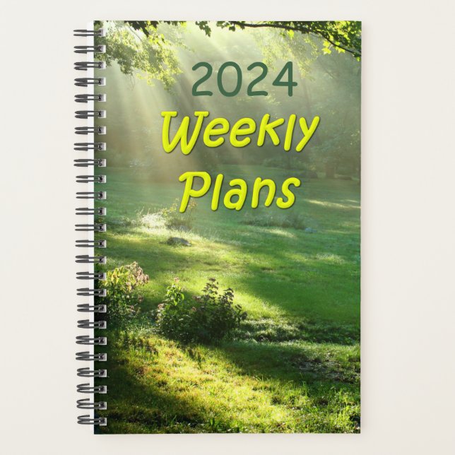 Agenda 2024 Planeia semanalmente a Design de luz simples  (Frente)