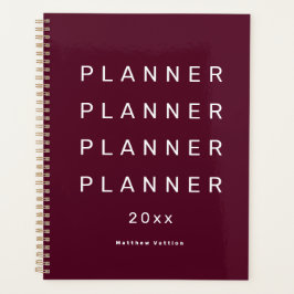 Agenda 2024 Trendy Modern Burgundy Semanal Datado