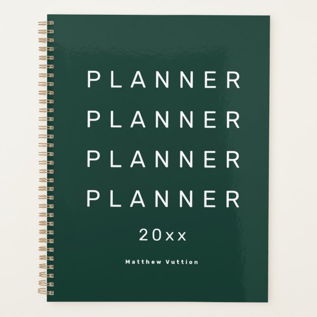 Agenda 2024 Trendy Modern Emerald Green Weekly Datado (Frente)