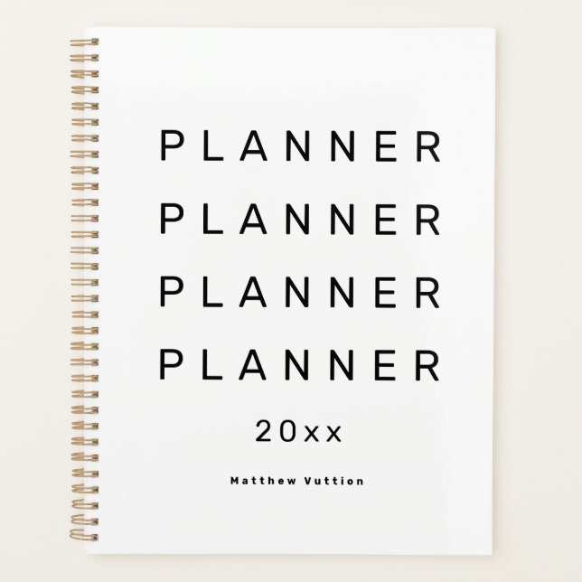 Agenda 2024 Trendy Modern White Weekly Datada (Frente)