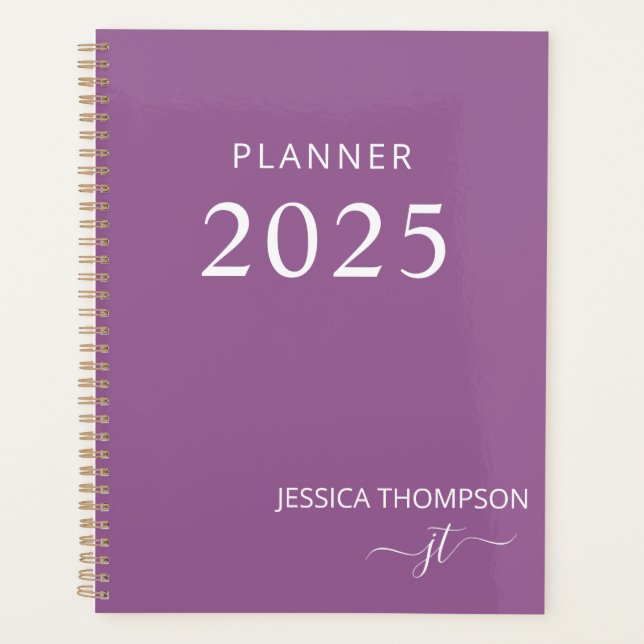 Agenda 2025 Modern Girly Dusty Purple Monograma Name (Frente)