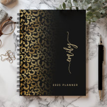 2025 Personalizado Preto Dourado Manchas de Leopar