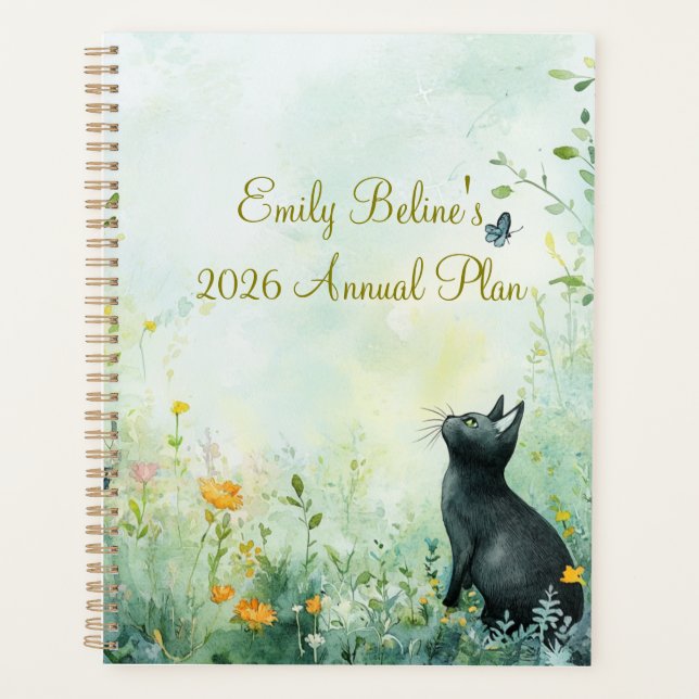Agenda 2026 Botanical Cat Planner | Minimal Cat Planner (Frente)