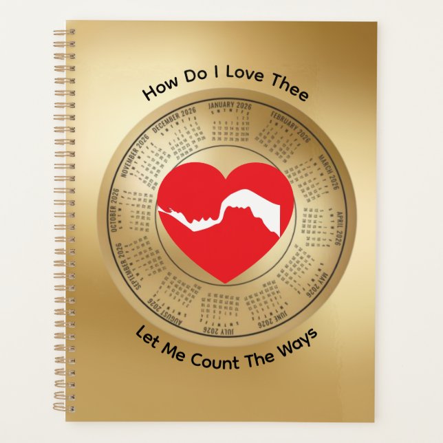 Agenda 2026 Calendar Lovers' How Do I Love Thee Planner (Frente)