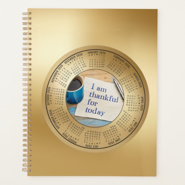 Agenda 2026 Calendar Planner I Am Thankful For Today (Frente)