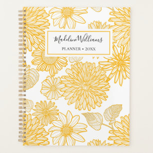 Agenda 2026 Daisies e dahlias amarelas Personalizado