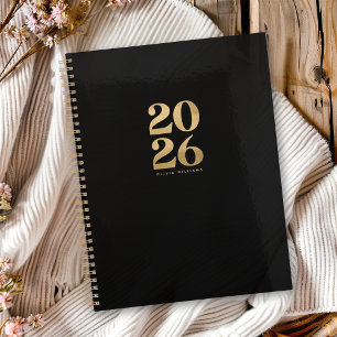 Agenda 2026 Folha de Ouro Moderna e Elegante