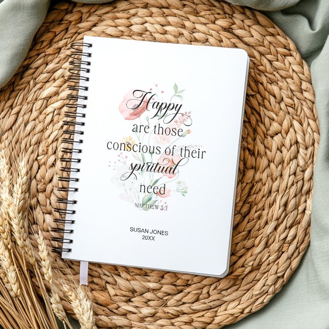 Agenda 2026 JW Year Text Matthew 5:3 with Spring Flowers  (Criador carregado)