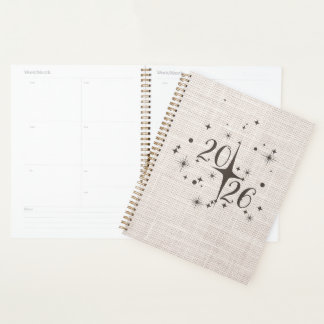 Agenda 2026 Minimal Linen Planner Cover