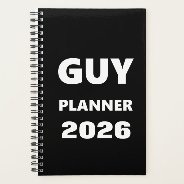 Agenda 2026 Planner For Men Guy Planner White Font Black (Frente)