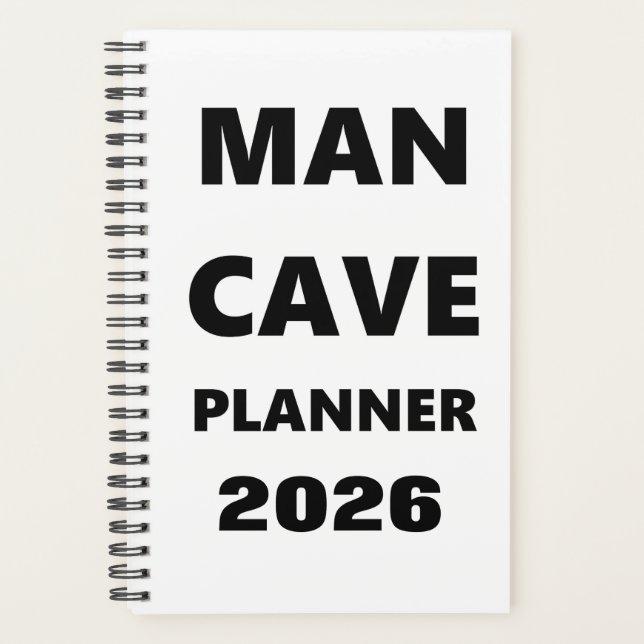 Agenda 2026 Planner For Men Man Cave Planner Black Font  (Frente)