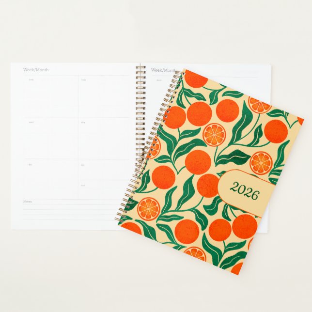 Agenda 2026 Planner | Orange Citrus Botanical Design (Exibição)
