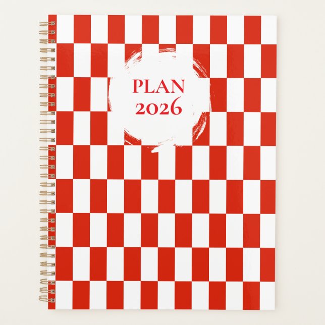 Agenda 2026 Red and White Checkered Spiral  (Frente)