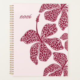 Agenda 2026 Red Hibiscus Art Floral 