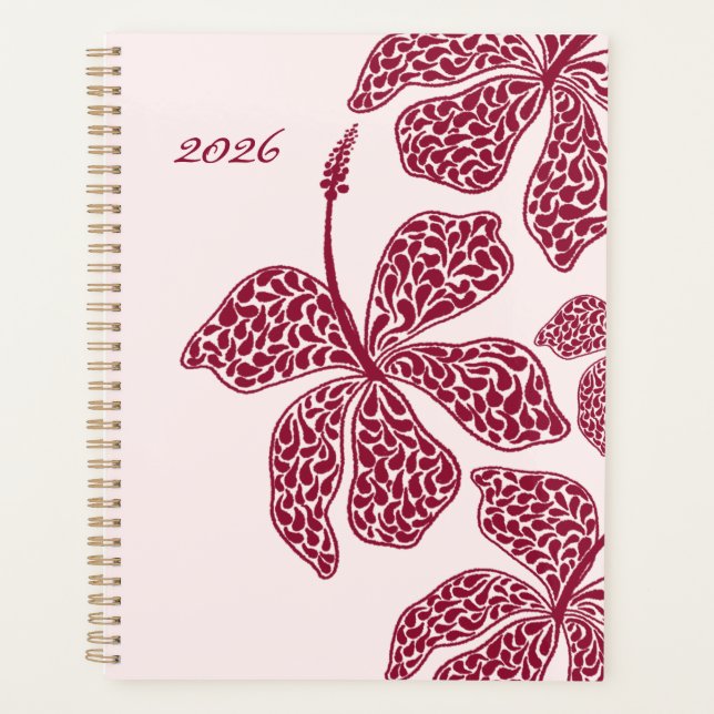 Agenda 2026 Red Hibiscus Art Floral  (Frente)