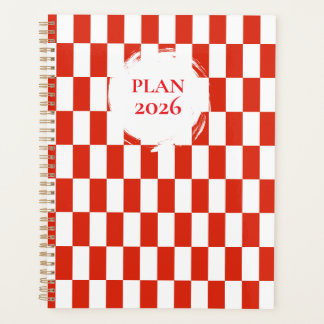 Agenda 2026 Xadrez Vermelho e Branco Espiral