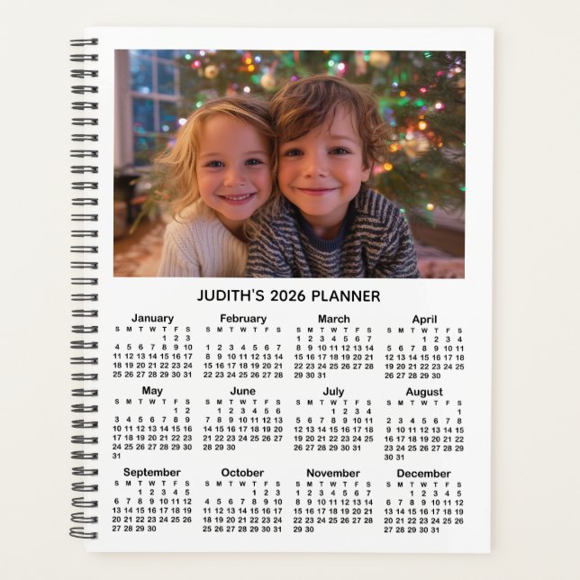 Agenda 3 Photo White and Black 2026 Calendar (Frente)