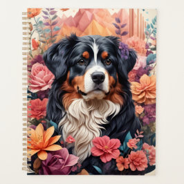 Agenda 3D Fantasia Floral Bernese Mountain Dog Birds Ver