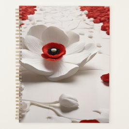 Agenda 3D Paper Flower Art  Bold Red & White Design