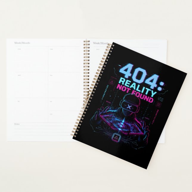 Agenda 404 Reality Not Found Cyberpunk Spiral Planner (Exibição)