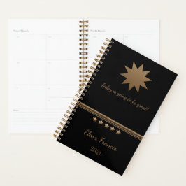 Agenda 5 estrelas com escovas Douradas para Black Profess