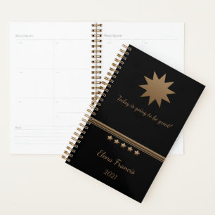 Agenda 5 estrelas com escovas Douradas para Black Profess